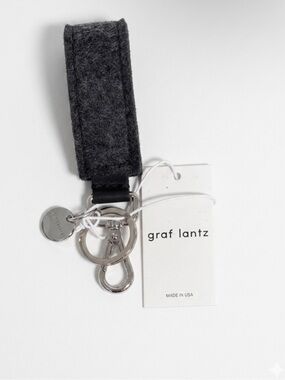 NWT Graf Lantz Merino Wool Felt Loop Key Fob Charcoal Black